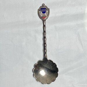 Reno Nevada Souvenir Spoon Scalloped 4 1/4" Silver Tone Enamel Shield Vintage